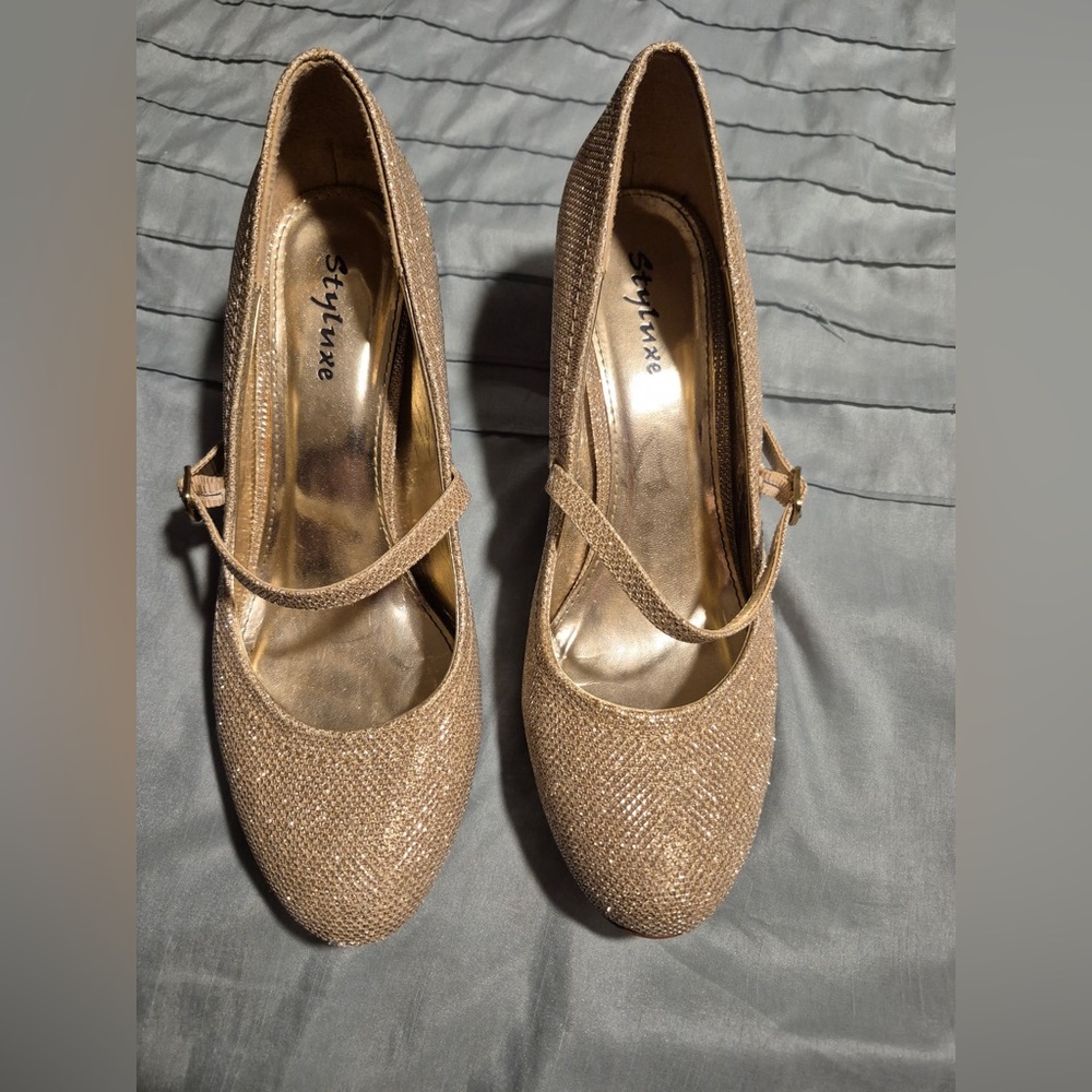 Styluxe Gold Heels Shimmering Elegance